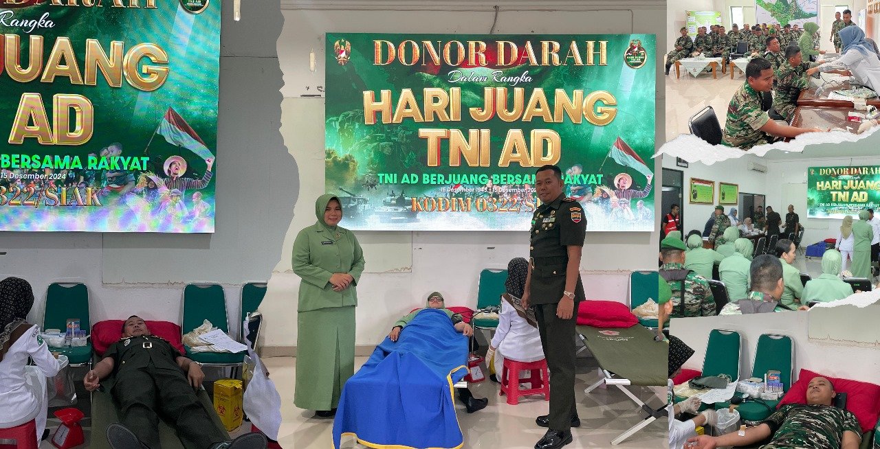 Hari Juang TNI AD Ke 79, Kodim 0322/Siak Mengadakan Kegiatan Donor Darah