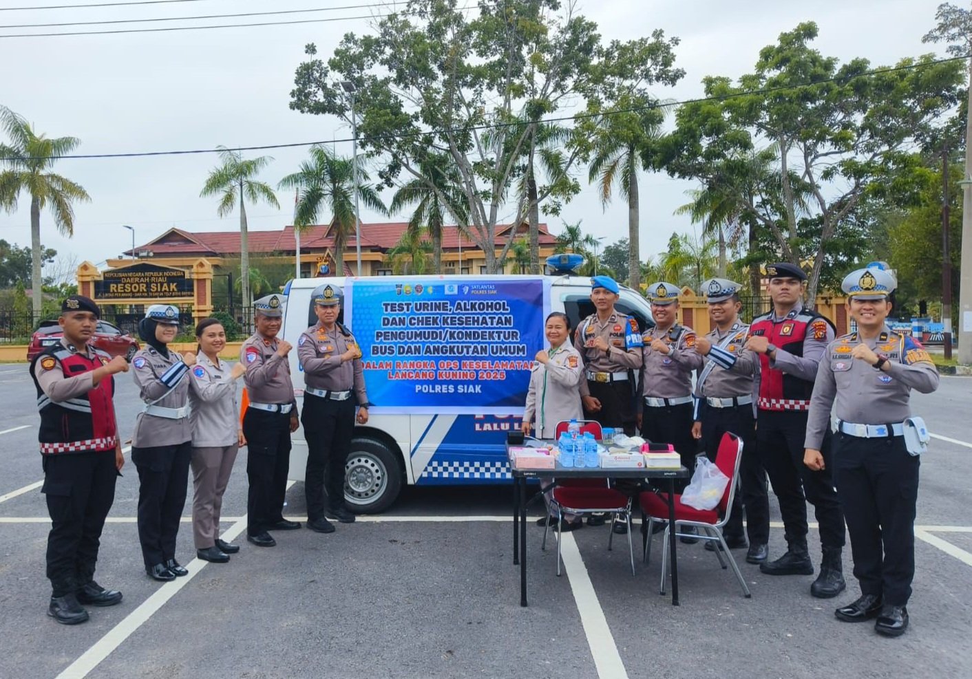 Wujudkan Zero Accident di Siak, Satlantas Polres Siak Beri Pengecekan Kesehatan Pengemudi Gratis