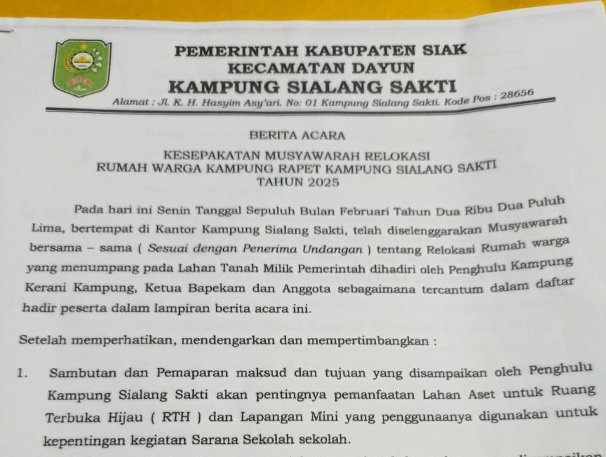 Kampung Sialang Sakti di Dayun Akan Bangun RTH Tahun ini