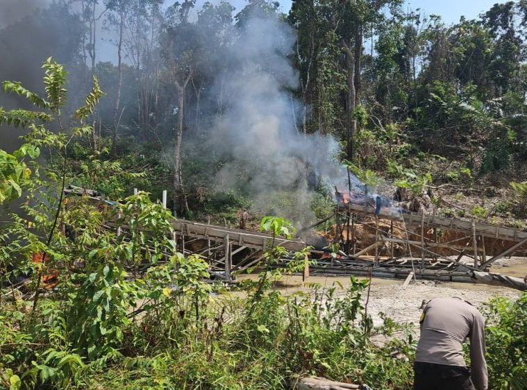 Polres Inhu Gelar Razia Tambang Emas Ilegal